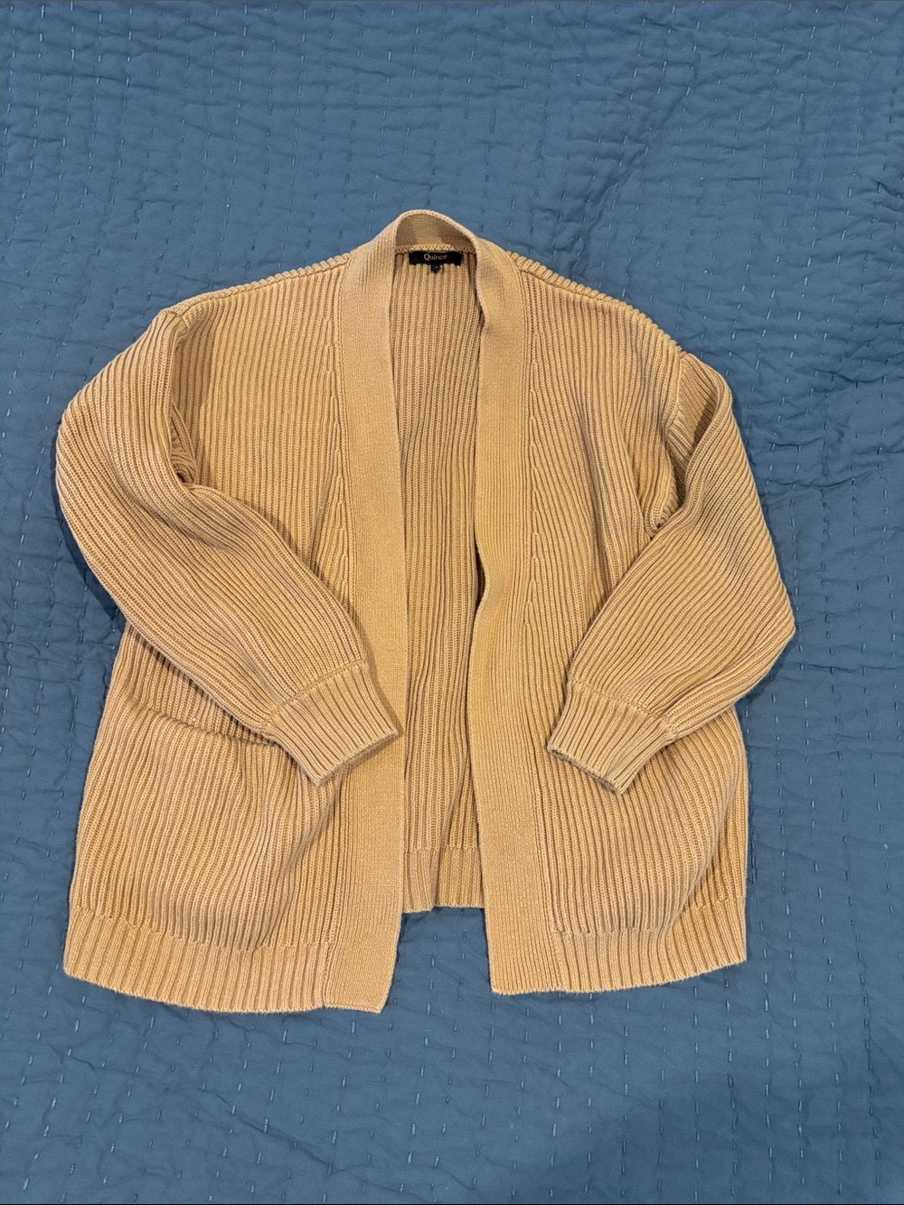 Quince 100% Organic Cotton Oversized Cardigan in Camel